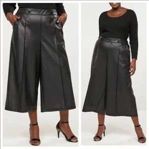 Lane Bryant Faux Leather Wide Legged Cropped Pants Culottes